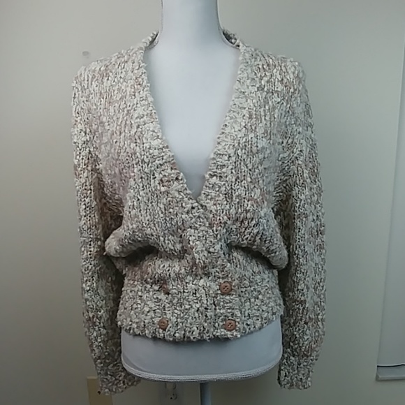 Vintage Sweaters - 90's oversized cropped chunky knit cardigan M/L